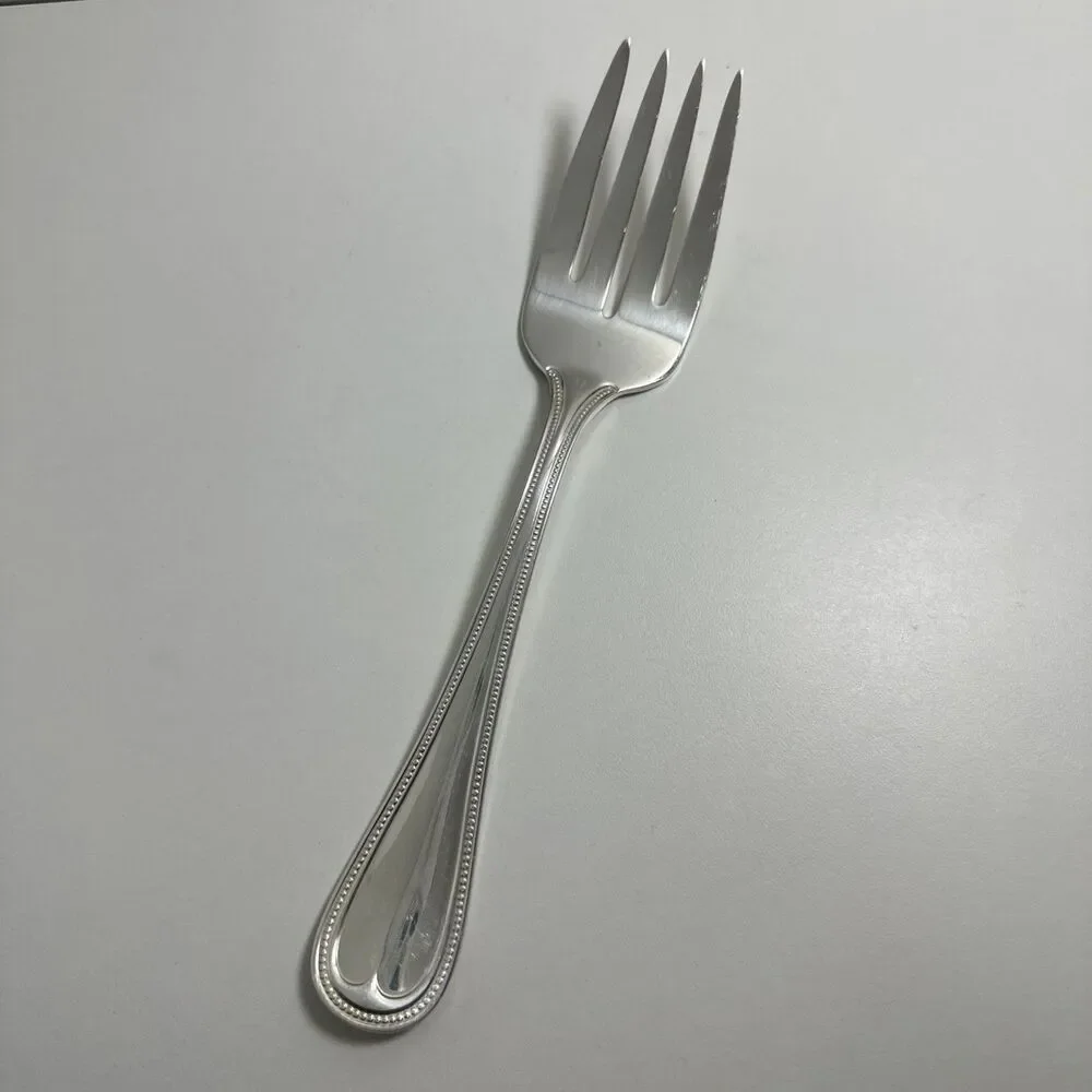 Reed & Barton Beaded English Gentry Silverplate Cold Meat Serving Fork 8-1/2